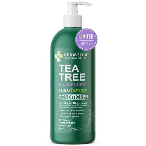 Tea Tree & Lavender Conditioner, Soothes Itchy, Dry Scalp, Refreshes, Hydrates, Detangles & Controls Frizz, Reduces Hair Loss, Lavender-Infused Nourishing Formula for All Hair Types, 16 fl oz