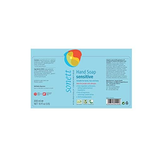 Sonett Organic Hand Soap Sensitive Liquid Body Care Suitable For Hands, Face And Body (1 Count) Certified Organically Grown