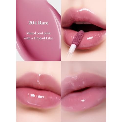 Dew Drop Tint #204 Rare 4.5g, Glossy, Lightweight Lip Stain, Glass-Like, High Shine, Moisturizing Lip Oil, Long Lasting Color, Hydrating Gloss, Dewy Finish, Korean Beauty Makeup