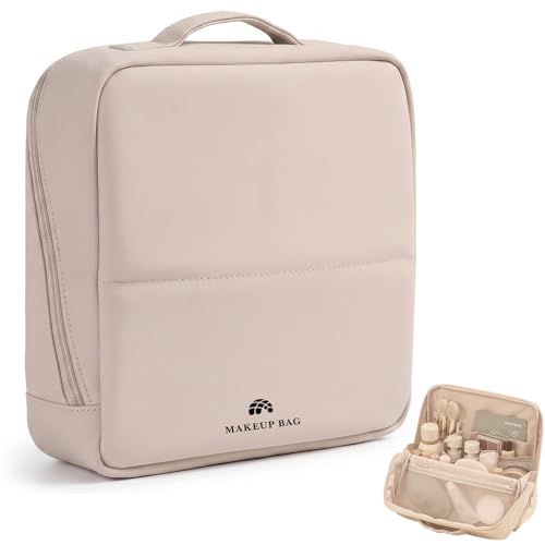 YLYZ Misty Pink Foldable Magnetic Travel Makeup Bag with Compartments for Women