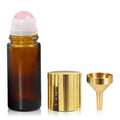 Rose Quartz Roller Bottles 50ml | Refillable Glass Roll-On for Essential Oils