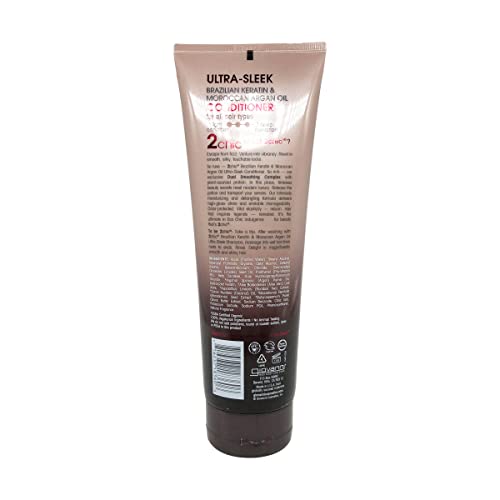 GIOVANNI 2chic Ultra-Sleek Conditioner - Brazilian Phyto-Keratin & Moroccan Argan Oil, Anti-Frizz Formula, Coconut, Shea Butter, Pro-Vitamin B5, Color Safe, Paraben Free - 8.5 oz
