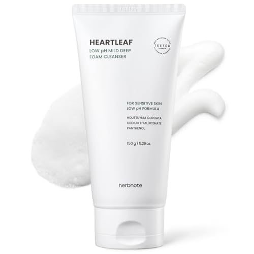 Heartleaf Low pH Deep Foam Cleanser - Gently Removes Sebum, Deep Cleans Pores - Contains 80% Houttuynia Cordata, Hyaluronic Acid, Soothes and Enhances Sensitive Skin, 5.29oz.