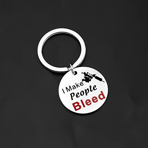 AKTAP Tattoo Lover Keychain - Tattooer Jewelry Body Art Modification Gift for Artists I Make People Bleed