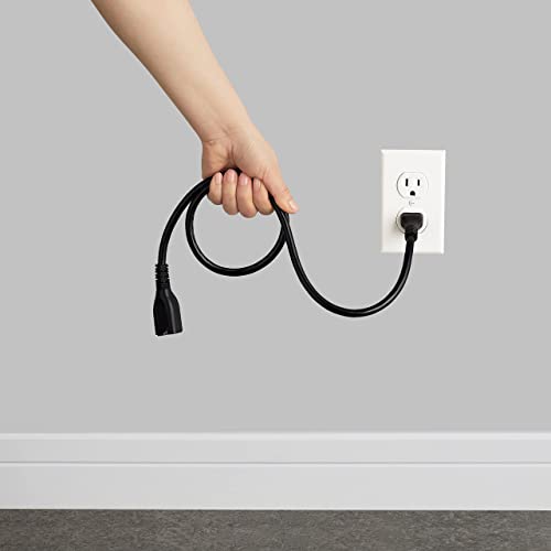 Amazon Basics Power Extension Cord, 3 Feet, 13 Amps, 125V, Black - Pack of 2