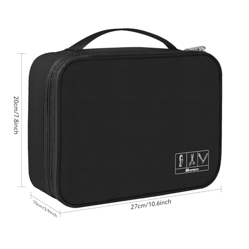 AIHOPESTO Barber Case Double-Layer Clipper Bag for Clippers & Accessories - Black