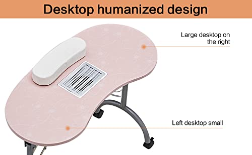 Portable Nail Desk with Dust Collector & LED Lamp