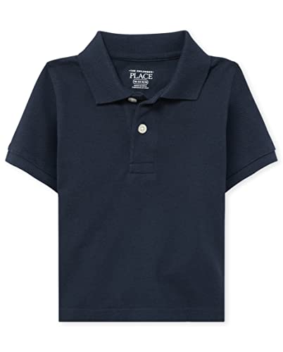 The Children's Place Baby Boys and Toddler Boys Short Sleeve Pique Polo, Nautico, 6-9 MONTHS