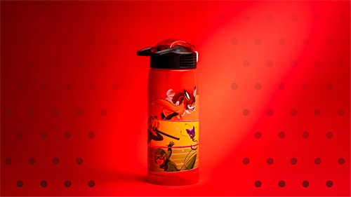 Zak Designs Miraculous Ladybug Water Bottle For School or Travel, 25 oz Durable Plastic Water Bottle With Straw, Handle, and Leak-Proof, Pop-Up Spout Cover