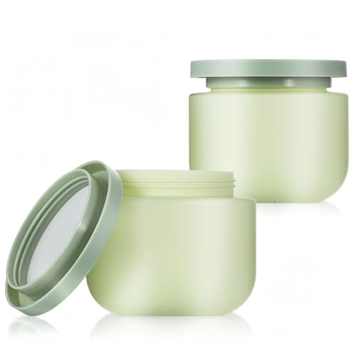Twisina 8oz Green Plastic Cosmetic Jars with Leak-Proof Lids - Body Butter & Skincare Storage