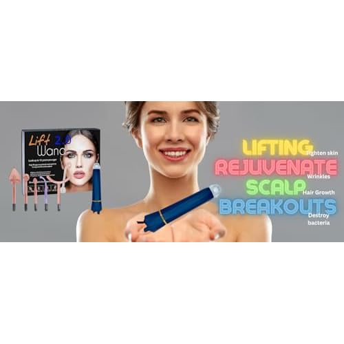 Lift Wand 2.0 Facial Anti-Aging Skin Therapy Wand Up to 20 Watt Power Includes 5 attachments w/Exclusive Nose Attachment w/ 3 Prong Safety Cord