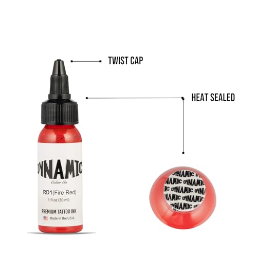 Dynamic Color Fire Red Professional Tattoo Ink - 1 oz Vegan Formula