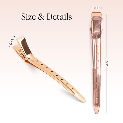 Kitsch Professional Alligator Hair Clips - Rose Gold 3.5" Duckbill (6 Pack)