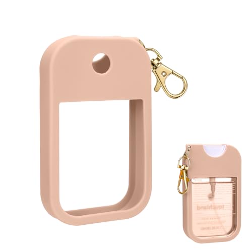 AIERSA Hand Sanitizer Spray Case Compatible with Touchland, Silicone Hand Sanitizer Case Holder with Keychain for Touch Land Mist Case 1FL. OZ (Blush Beige)