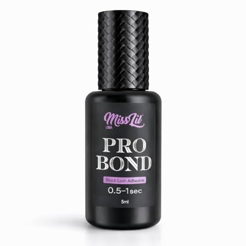 Miss Lil USA Eyelash Extension Glue, Extra Strong Professional Lash Extension Glue (5ml), 0.5-1 Sec Drying Time, 7-8 Weeks Bonding Power, Latex Free Lash Adhesive, Professional Use Only (Black)