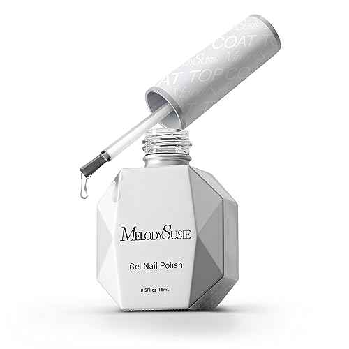 MelodySusie Gel Top Coat-15ml No Wipe Top Coat, High Gloss Shine Finish Long Lasting Top Gel for Clear Nail Gel and Acrylic Nails, for Home DIY and Nail Salon 0.5fl oz