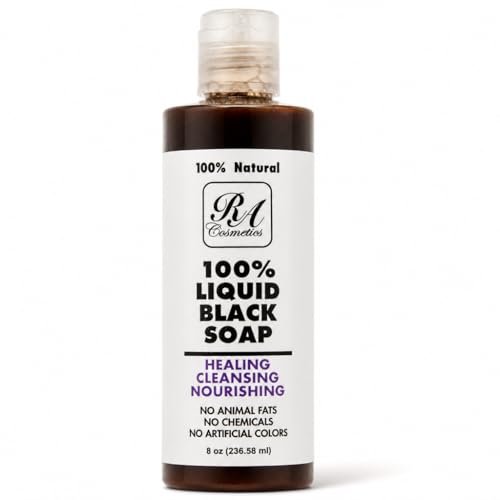 African Liquid Black Soap - 100% Natural for Face & Body - 8 oz