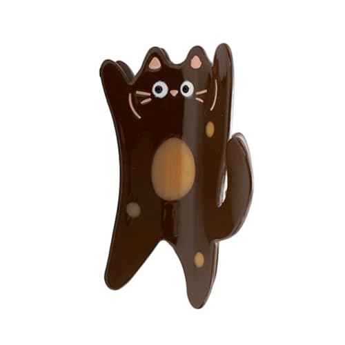 Funny Standing Cat Hair Clip,Acetate Claw Clips,Hair Clips for Women,Brown