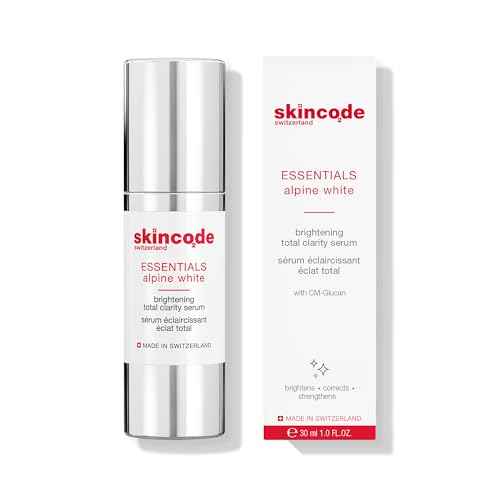 Skincode Essentials AlpineWhite Brightening Total Clarity Serum - Hydrating & Brightening Dark Spot Serum with CM-Glucan, Niacinamide & Swiss Alpine Plants, All Skin Types (1.0 Oz / 30 mL)