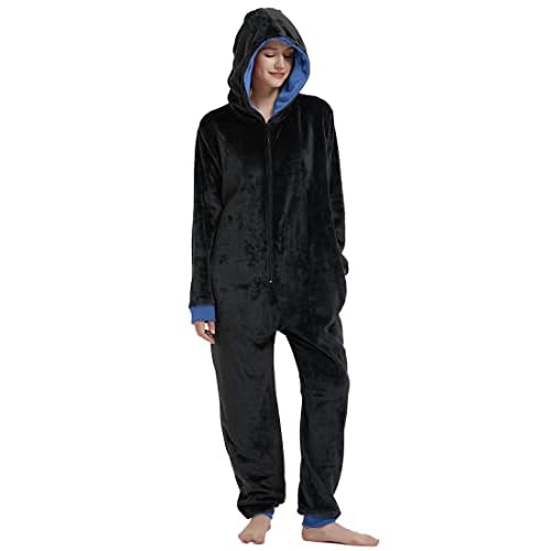 Unpifolov Men and Women Flannel Pajamas Four Magic College Styles Jumpsuit Couple Adult Sportswear Hooded Homewear