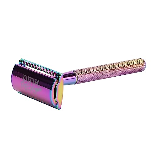 Women's Double Edge Safety Razor Eco-Friendly Includes 10 Razor Blades (Rainbow Chrome)