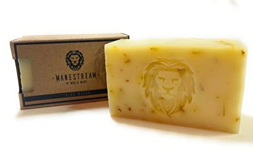 MAN & MANE Manestream Long Lasting, Mild Scented Aloe Vera Calendula Bar with Coconut, Olive, Palm and Essential Oils - Natural Handmade Soap