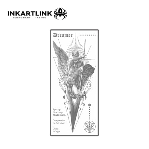 INKARTLINK Tattoo Tech, 2 Sheets Large Semi Permanent Tattoo, Adult Art Design Temporary Tattoos, Lasts 1-2 Weeks, Waterproof, Realistic Look, No Adhesive, No Reflection (religion)323