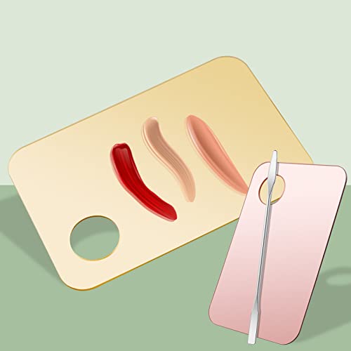 4-Piece Makeup Mixing Palette Set with Spatulas - Pink & Clear