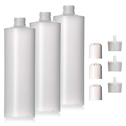 8oz HDPE Squeeze Bottles with Disc & Squirt Caps (3-Pack)
