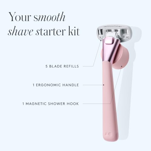 Athena Club Women's Rose 5-Blade Razor Kit with 5 Refill Blades – Gentle & Moisturizing