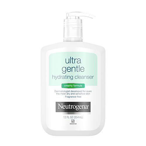 Neutrogena Ultra Gentle Hydrating Facial Cleanser, Non-Foaming Face Wash for Sensitive Skin, Gently Cleanses Face Without Over Drying, Oil-Free, Soap-Free, Fragrance-Free, 12 fl. oz