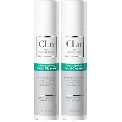 CLn¢ç Facial Cleanser - Hydrating Facial Cleanser with Glycerin, For Skin Prone to Dryness, Eczema, Redness, Irritation & Acne Sensitivity, Fragrance-Free & Paraben-Free, 3.4 fl. oz. (Pack of 2)