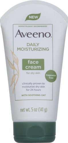 Aveeno Daily Moisturizing Face Cream with Prebiotic Oat for Sensitive Skin, Lightweight Hydrating Face Moisturizer for Dry Skin, Paraben-Free, Fragrance-Free, Dye-Free, 5 FL OZ