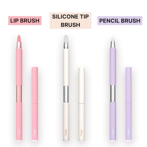 AOU SILICONE TIP BRUSH - Compact & Retractable Design for Easy Carry, Rounded Silicone Tip, Valentine's Day Gifts for Woman
