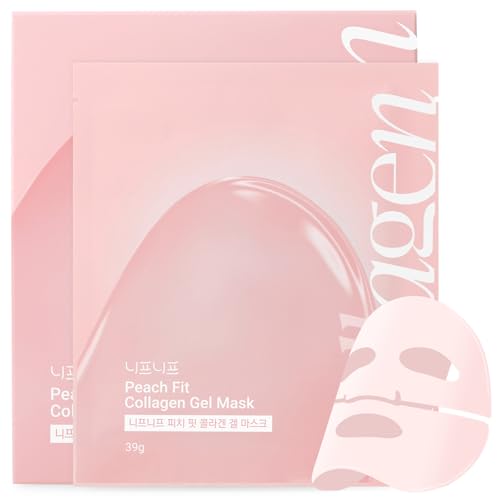 Peach Fit Collagen Gel Mask, A hydrogel mask with 300Da collagen and 12 peptides to smooth pores and improve skin texture. (39g x 5ea)