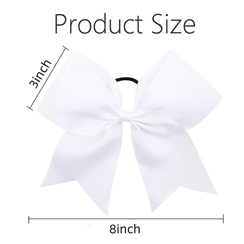 Large 8" Cheer Hair Bows Ponytail Holder - 16 Pack