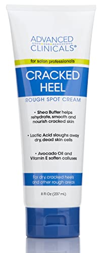 Advanced Clinicals Cracked Heel Foot Cream Skin Care Moisturizer Lotion For Feet W/Shea Butter | Helps Heal Cracked Skin, Rough Spots, Calluses, & Dry Skin | Foot Lotion | Hand Lotion| Large 8 Fl Oz