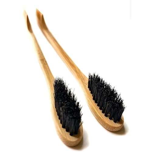 2-in-1 Sapling Mustache Brush & Comb (2-pack) from Green Beard Grmng - Boar Bristle & Bamboo