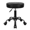 KKTONER Rolling Stool Chair, Height Adjustable PU Leather (Black)