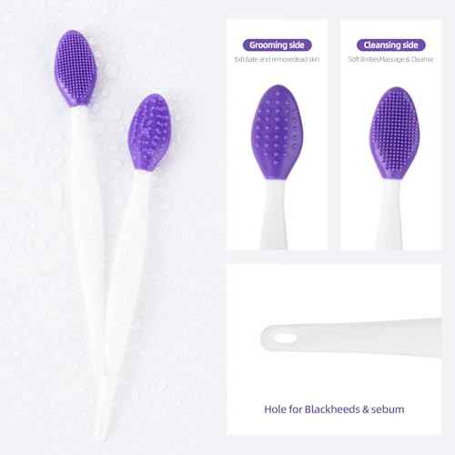 48 Pack Lip Scrub Brush, Silicone Double Sided Lip Exfoliator Brush for Men Women Lip Lightening for Dark Lips - 6 Colors