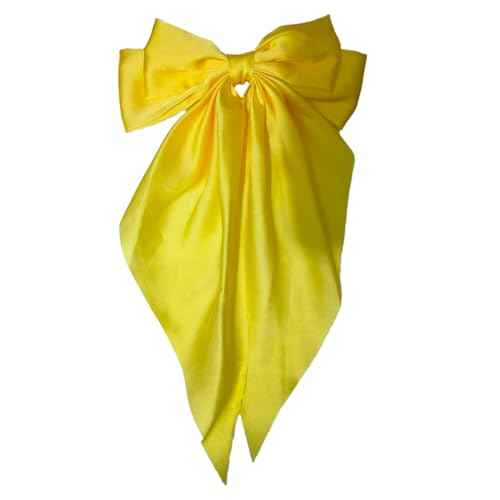 Yellow Hair Bow,Long Silk Satin Bows 1 Pcs,Yellow Bows for Girls Hair Bows for Women