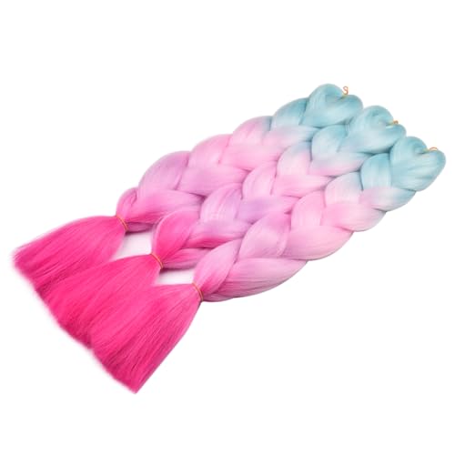 BACANA 4Tone Gradient Rainbow Braiding Hair Extensions 24 Inch for Kids & Adults