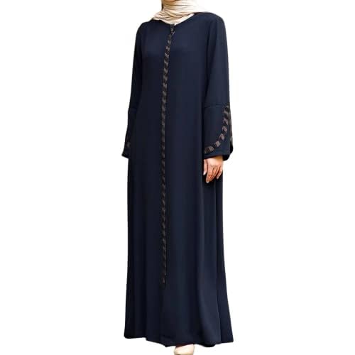 istanbul styles Women's Abaya Long Sleeve Open Quarry Floor Length Zipper Floor Length Turkish Islamic Fashion