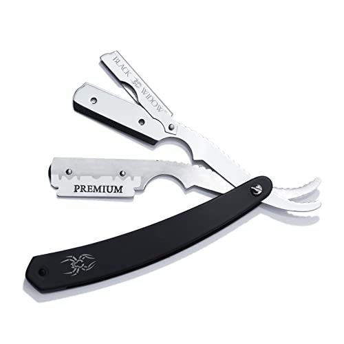 Black Widow Professional Straight Edge Razor Kit with 10 Blades ? Stainless Steel Barber Razor for Men¡¯s Shaving, Classic Barbero Shaver for Smooth, Precise, and Comfortable Shaves