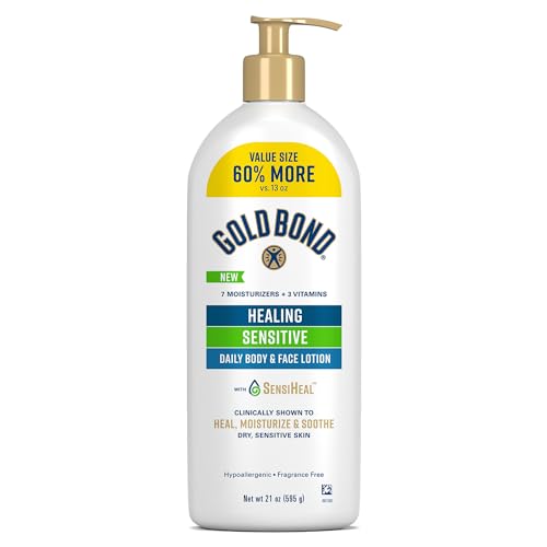 Gold Bond Healing Sensitive Daily Body & Face Lotion with Aloe Moisturizes, Heals & Soothes Dry, Sensitive Skin, Value Size, 21 oz.