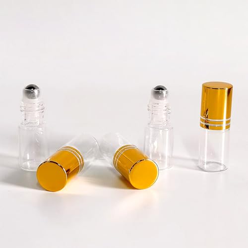 50 PCS 3ml Essential Oil Roller Bottles with Gold Caps