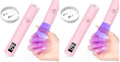 mlogiroa Pink UV Nail Light (2 Pack) Handheld Gel Lamp, 20/60s Countdown