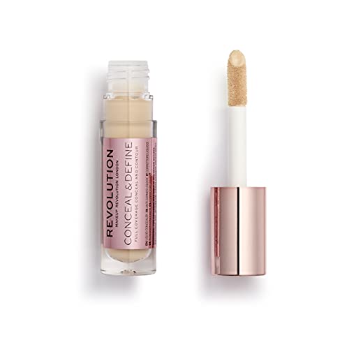 Revolution Beauty, Conceal & Define Concealer, Full Coverage & Lightweight, Long-Lasting Matte Finish, Vegan & Cruelty Free, C6 Fair or Light Skin Tones, 0.14 Oz.