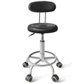 Chair with Wheels PU Leather, with Backrest, Height Adjustable, 360¡Æ Swivelling Armless Barstool with Footrest, Ideal for Pubs, Restaurants, Offices, Homes, Tattoos, Massages (Black)