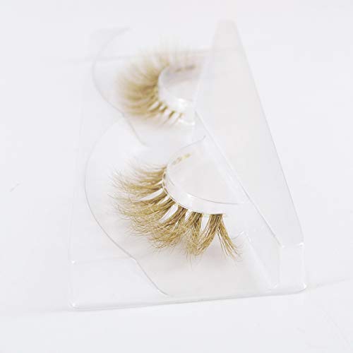 Brown Eyelashes Natural Mink False Lashes Light Brown Blonde 3 Pairs Makeup Haloween Party (Brown2)